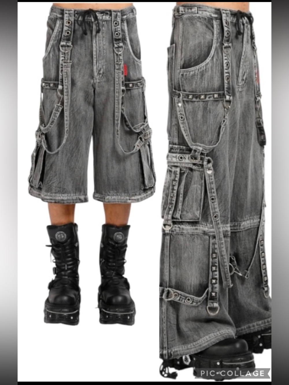 Tripp NYC Daang Goodman Denim Full Force Pant/Short Unisex Sz S Raver Goth Punk